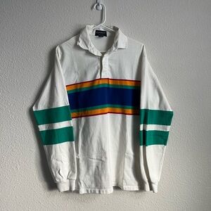 Gant White Long Sleeve Shirt with Multicolor Stripes